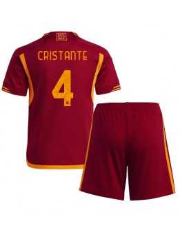 AS Roma Bryan Cristante #4 Heimtrikotsatz für Kinder 2023-24 Kurzarm (+ Kurze Hosen)